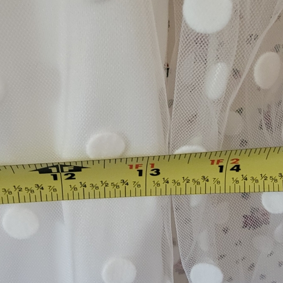 Sexy white polk-a-dot cocktail dress w/ sheer sleeves. Size L.(8/10). New - Picture 6 of 14